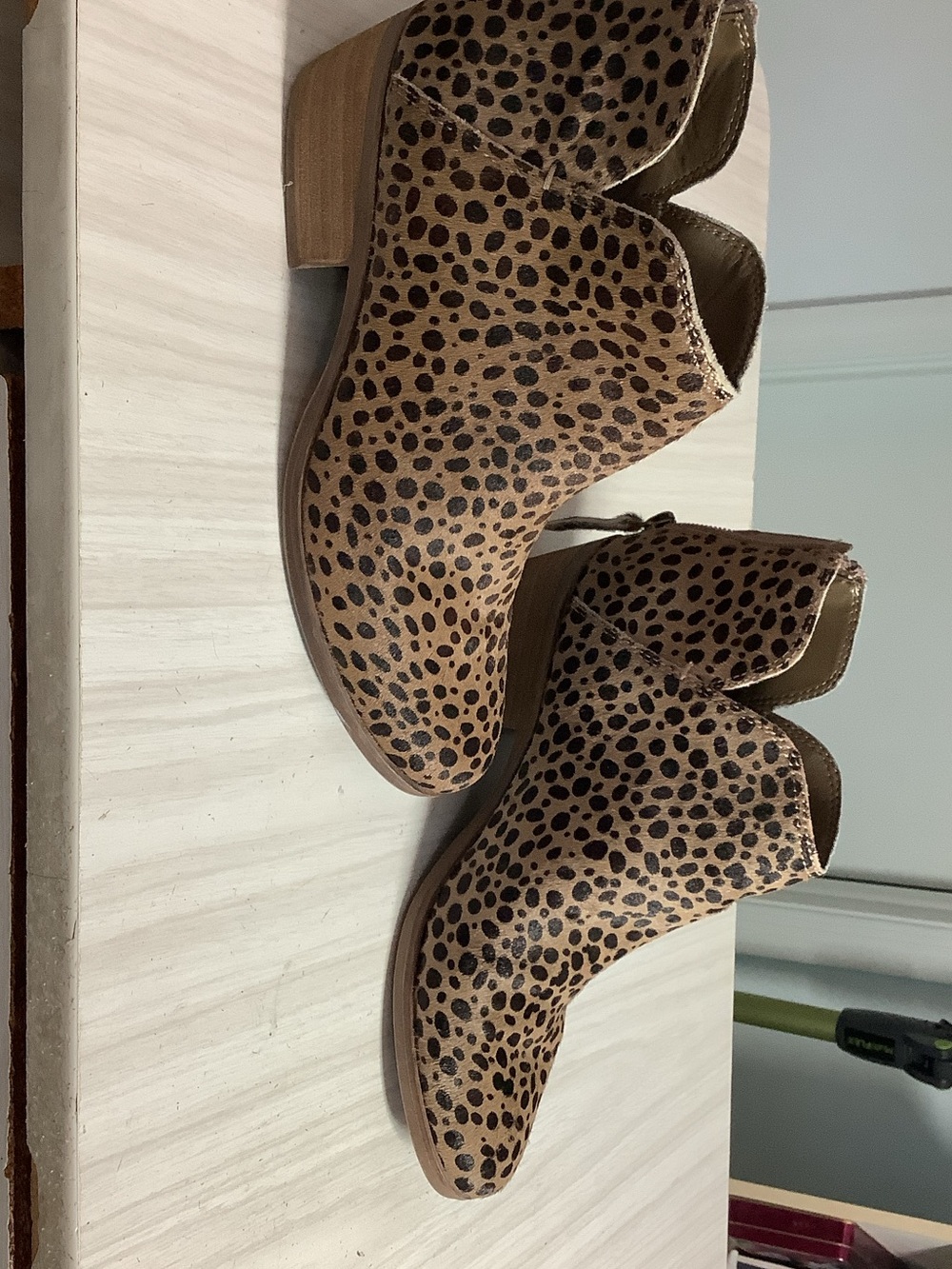 Michael Shannon Leopard Print Tan & Black Ankle Booties